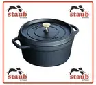 ❤ Staub Enamel cast iron Cookware Black Round Cocotte 24cm 3.8L Made in France ❤