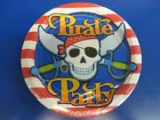 Pirate Party Skull Crossbones Caribbean Birthday Party 9" Paper Dinner Plates