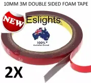 2X 3M HIGH STRENGTH DOUBLE SIDED TAPE FOAM STICKY STRIP LIGHT 10MM 5050 5630