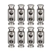 8pcs Double Holes Metal Cord Locks Toggle Fastener Stopper Rope End Pearl Nickel