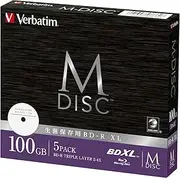 Barbaitam DBR100YMDP5V2 Verbatim M-DISC BD-R XL for Single Recording, 2-4x Speed, 100GB 5 Sheets, Printable White Labels, Blu-ray Disc
