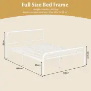 Sleek Metal Platform Bed with Modern Headboard, 30cm Storage, Easy Assembly