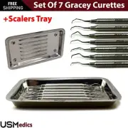 Set Of 7 Gracey Bone Curettes Subgingival Calculus Remover with Scalers Tray NEW