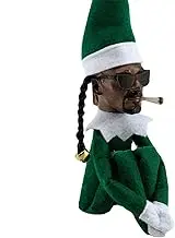 2023 Creative Snoop On A Stoop Christmas Elf Doll Green/Purple, Halloween/Garden/Home Desk Resin Plush Crafts, Holiday/Birthday Gifts for Fans and Kids (Green)