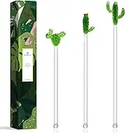 Homestia 6 Pcs Glass Swizzle Sticks, Reusable Drink Coffee Juice Milk Stirrers Cocktail, Liquor Stick for Coffee Bar, Clear Beverage Stirrers, Bar Drink Stirrer Cocktail Stirrer for Bars Cafes Home