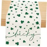 St Patricks Day Table Runner, Lucky Shamrock St. Patricks White 13'' x 90''