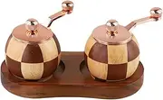 Black Pepper Grinder Checkerboard Hand-Crank Pepper Grinder Manual Salt and Pepper Mills Solid Wood Spice Jar