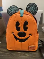 Disney Loungefly 2020 Mickey Mouse Jack O' Lantern Pumpkin Mini Backpack NWT