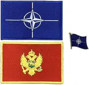 A-ONE NATO Sign Emborderied Patch+Montenegro Country Flag Tactical Sticker Patch+NATO Sign Lapel Pin, Patches&Badge for Beret Jacket Baseball Cap NO.436+422P