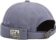 [WULIQIUQIU] Docker Cap for Men Brimless Hats Skullcap Worker Sailor Cap Rolled Cuff Retro Beanie Hat