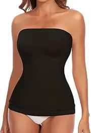[Wivzo] Women's Undershirt Seamless Shaping Summer Sports Shapewear Top Strappy Tops Tummy Control Shape Tight Top Women, black, Large