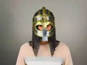 Medieval Medusa Vendel Helmet - Hand-Forged Steel & Brass with Chainmail