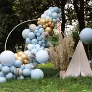 98 Pieces Balloons Garland Arch Kit Set Blue Metal Gold Latex Balloon for Weddin