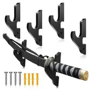 4 Sets Sword Wall Mount Adjustable Sword Holder Wood Martial Arts Stand Samurai Wall Mount Display Black