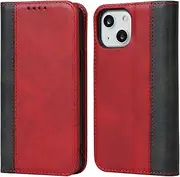 Cavor for iPhone 13 Mini Case,Premium Leather Folio Flip Wallet Case Cover Magnetic Closure Book Design with Kickstand Feature & Card Slots(5.4")-Red