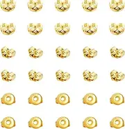 [KINBOM] 30Pcs Earring Backs for Studs, 18K Gold Butterfly Shape Ear Backings Replacement Hypoallergenic Secure Screw Ear Safety Back for Pierced Locking Stud Earrings Small Yellow Earring Stopper for Post,