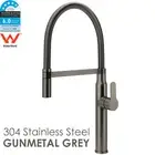 Pull Out Spray Kitchen Sink Tap Laundry Mixer Faucet Round Spout Gun Metal Grey