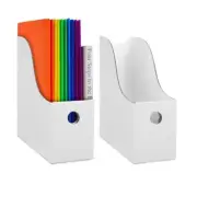 White Magazine File Holder (2 Pack) - Sturdy Cardboard Magazine White 2 Pack