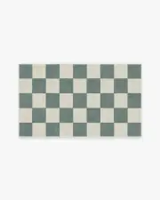 90' x 150' | Machine Washable Runner Rug | Kid & Pet Friendly | Indoor Rug | Jaque Checkered Slate Green Tufted Rug | Ruggable