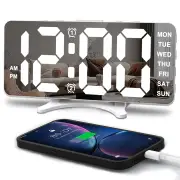 Smart LED Mirror Digital Clock Alarm Clock LED Digital Clock Auto Dimming Mirror Rechargeable Digital Clock for Bedrooms