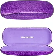 [molshine] Bling Hard Shell Glasses Case,Portable Sparkling Shiny Eyeglass Case for Men Women Girl Travel Study Work