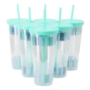 Gibson Home Tropical Sway Orleans 6 Pc 24 Oz Double Wall Plastic Tumbler Set wit