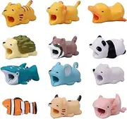 12 Pcs Phone Charger Cable Protector Cute Animals Bite Data Cable Charger Cord Protector Charging Cable Saver Phone Accessory Cable Buddies for iPhone iPad Android Samsung Etc Most Phone Data Lines