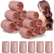 Goodofferplace 18 pcs Thermal Hair Rollers,Ceramic Thermal Hair Rollers Curlers for Blowout Look Long Hair Volume,Jumbo Self Grip Rollers Hair Curlers for Long Short for Women(Pink)
