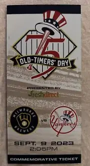 NY YANKEES 75th OLD TIMERS DAY COMMEMORATIVE TICKET SGA 9/9/2023 BREWERS