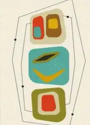 Mid Century Modern Atomic Era Geometric 12x 16 Print on Canvas Frame Option