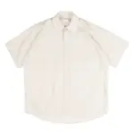日本MANUAL ALPHABET復古麻料有機棉牛津布方領寬鬆口袋短袖襯衫白色