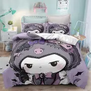 o683 Bed- Duve-t Cov-er Anime- Cartoon Kuromi Melody -Kawaii Bed-ding Sets 3D Lightw-eight 3 Piece C-omforter Sets, 1 Duvet -Cover and 2 -Pillow Shams