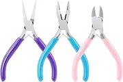 3 Pcs Jewelry Pliers Set, Jewelry Making Tools Pliers Kit Includes Needle Nose Pliers/Diagonal Pliers/Round Nose Pliers, Wire Cutters Pliers for Jewelry Repair, Wire Wrapping, Crafts