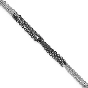7.5 Inch Sterling Silver Ruthenium & Rhodium-Plated Fancy Chain Link Bracelet