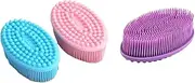 Silicone Body Brush, Exfoliating Body Scrubber, Silicone Body Scrubber Loofah, Silicone Bath Brush, Soft Exfoliating Body Bath Shower Scrubber Brush for Adults All of Skin 3 Pack (Pink;Purple;Blue, 3 PCS)
