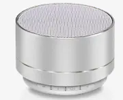Aluminum Alloy Wireless Bluetooth Speakers Outdoor Portable Mini Metal Speaker with LED Lights Support TF Card FM Radio-Silver