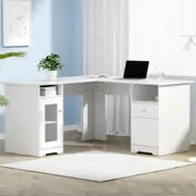 Artiss Computer Desk Shelf Cabinet L-Shape White 150CM