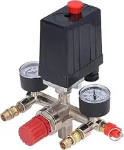 AC100 to 240V 16A to 20A Air Compressor Pressure Valve Kit 90 to 120PSI Adjustable Vertical Switch Manifold Regulator