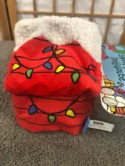 Bark Box Crinkle M-L Peanuts Snoopy Claus Dog House 2Pc Christmas Squeek Dog Toy