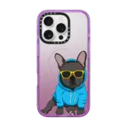 iPhone 16 Pro Impact Case MagSafe Compatible Hipster Frenchie - Black