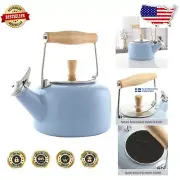 Sven 1.4 QT Glacier Blue Enamel Teakettle - Durable & Elegant Cooking Essential