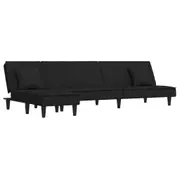 vidaXL L-shaped Sofa Bed Black 255x140x70 cm Velvet