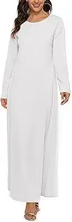 [FEESHOW] Women's Abaya Muslim Dress Long Sleeve Islamic Prayer Dress Kaftan Arabian Robe Costume