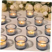 24 Pack Light Blue Mouth Tealight Candle Holder, Bulk Tea Light Votive Candle