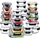 Durable 24-Pack Borosilicate Glass Meal Prep Containers - Oven Safe & Leakproof