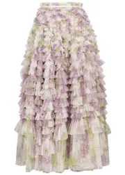 Needle & Thread Wisteria Hattie Ruffled Tulle Maxi Skirt - Multicoloured - 4 (UK4 / Xxs) 4 (UK4 / XXS)