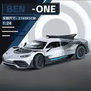 1/24 Scale Bens AMG ONE Sports Car Toy Model Alloy Diecast Pull Back Sound Light Model Car Toy for Boy Birthday Gifts Collection Silvery