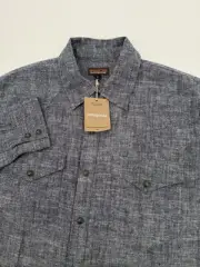 NEW Patagonia Pearl Snap Hemp Cotton Western Long Sleeve Button Shirt Medium