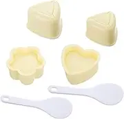 Triangle, Heart-Shaped, and Plum Blossom Sushi Mold - Onigiri Rice Mold DIY Tool, Yellow (6pcs)