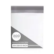 200 26x28x5 Expansion Poly Mailers 3 Mil, White/Grey, Tamper/Water Proof Bags